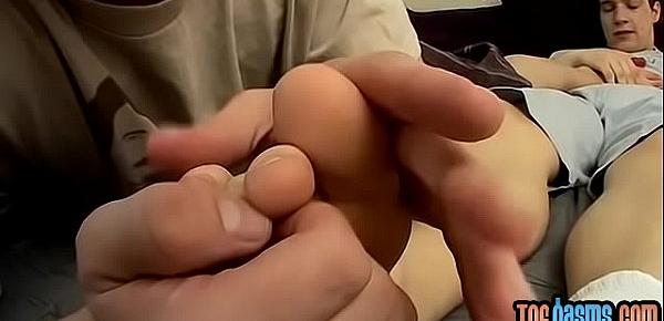  Young gay lifts feet for freak to lick while anallizing him